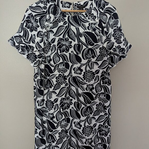 Ann Taylor Factory Floral Dress navy blue and white size medium - Picture 2 of 9
